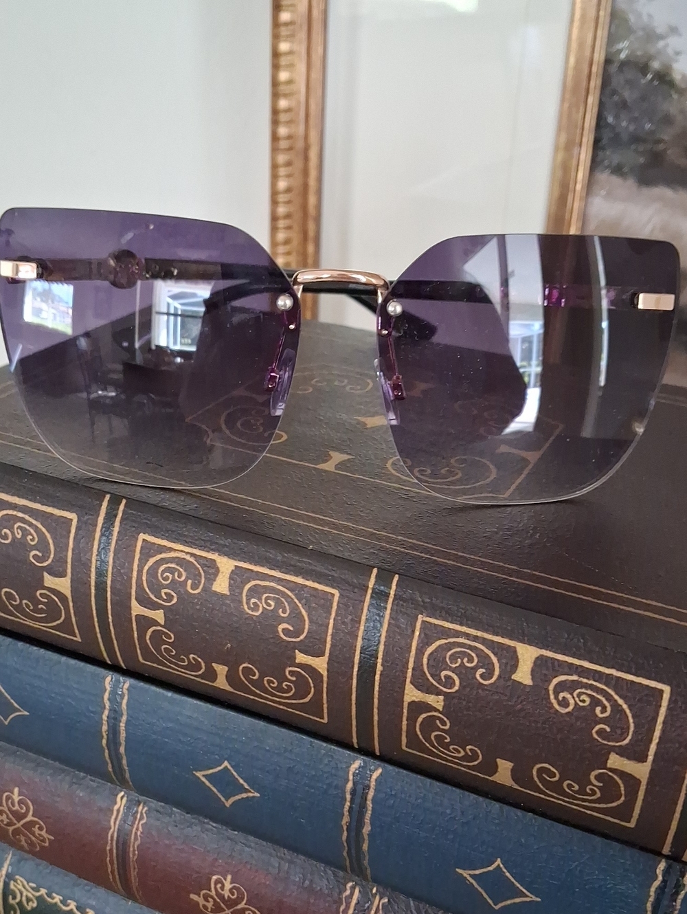 ANNE KLINE Purple Rimless Fashion Sunglasses